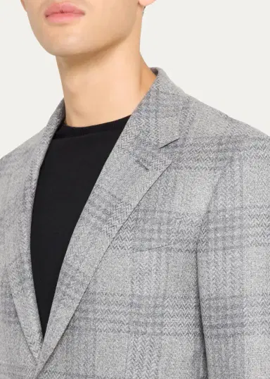 Zegna Men's Oasi Cashmere Plaid Single-Breasted Sport Coat | Thumbnail 5 Zegna Men's Oasi Cashmere Plaid Single-Breasted Sport Coat | Thumbnail 5