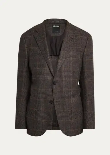 Zegna Men's Oasi Cashmere Plaid Single-Breasted Sport Coat | Thumbnail 6 Zegna Men's Oasi Cashmere Plaid Single-Breasted Sport Coat | Thumbnail 6