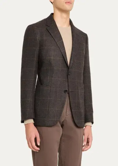 Zegna Men's Oasi Cashmere Plaid Single-Breasted Sport Coat | Thumbnail 9 Zegna Men's Oasi Cashmere Plaid Single-Breasted Sport Coat | Thumbnail 9