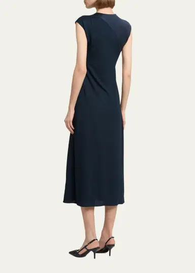 Giorgio Armani Gathered Sleeveless Midi Dress | Thumbnail 3 Giorgio Armani Gathered Sleeveless Midi Dress | Thumbnail 3
