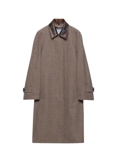 Prada Plaid Wool-Leather Belted Coat | Thumbnail 1 Prada Plaid Wool-Leather Belted Coat | Thumbnail 1