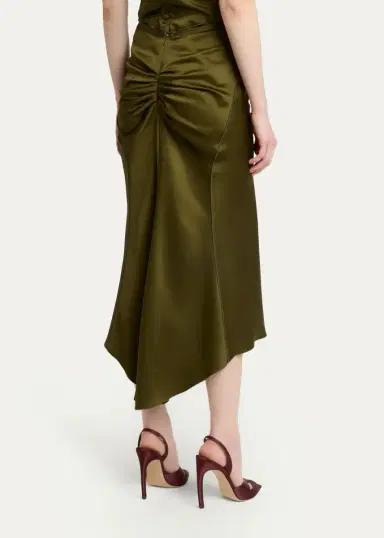 Victoria Beckham Bela Gathered Waist Satin Midi Skirt | Thumbnail 3 Victoria Beckham Bela Gathered Waist Satin Midi Skirt | Thumbnail 3