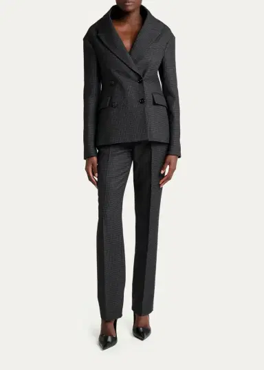 Balenciaga Micro-Houndstooth Wool-Blend Slim-Fit Pants | Thumbnail 2 Balenciaga Micro-Houndstooth Wool-Blend Slim-Fit Pants | Thumbnail 2
