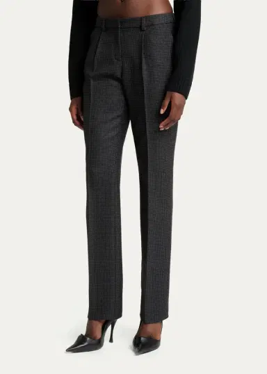 Balenciaga Micro-Houndstooth Wool-Blend Slim-Fit Pants | Thumbnail 4 Balenciaga Micro-Houndstooth Wool-Blend Slim-Fit Pants | Thumbnail 4