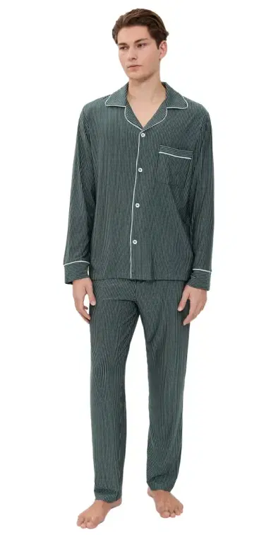 Eberjey William Printed Long Pajamas et Duo tripe Pine/ | Thumbnail 1 Eberjey William Printed Long Pajamas et Duo tripe Pine/ | Thumbnail 1