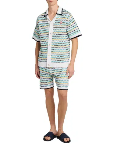 Casablanca Tuck-Stitch Cotton Knit Short-Sleeve Shirt | Thumbnail 2 Casablanca Tuck-Stitch Cotton Knit Short-Sleeve Shirt | Thumbnail 2