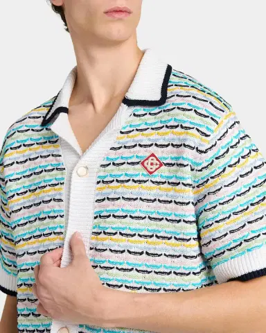 Casablanca Tuck-Stitch Cotton Knit Short-Sleeve Shirt | Thumbnail 5 Casablanca Tuck-Stitch Cotton Knit Short-Sleeve Shirt | Thumbnail 5