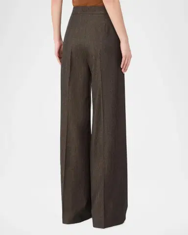 Max Mara Wool Twill Wide-Leg Trousers | Thumbnail 3 Max Mara Wool Twill Wide-Leg Trousers | Thumbnail 3