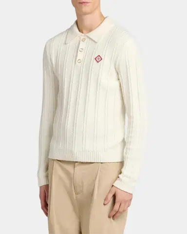 Casablanca Boucle-Knit Long-Sleeve Polo Shirt | Thumbnail 4 Casablanca Boucle-Knit Long-Sleeve Polo Shirt | Thumbnail 4