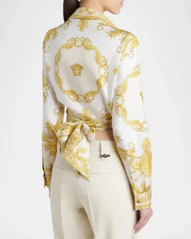Versace New Barocco Cropped Silk Twill Shirt | Thumbnail 3 Versace New Barocco Cropped Silk Twill Shirt | Thumbnail 3