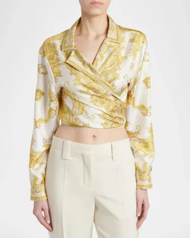 Versace New Barocco Cropped Silk Twill Shirt | Thumbnail 4 Versace New Barocco Cropped Silk Twill Shirt | Thumbnail 4