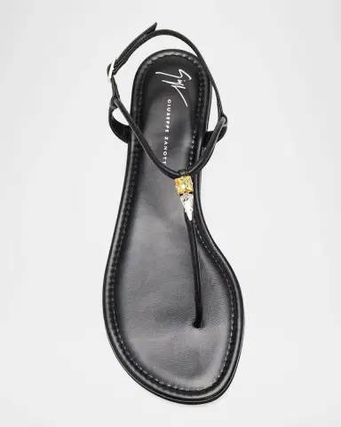 Giuseppe Zanotti Hobby Embellished Flat Leather Thong Sandals | Thumbnail 4 Giuseppe Zanotti Hobby Embellished Flat Leather Thong Sandals | Thumbnail 4