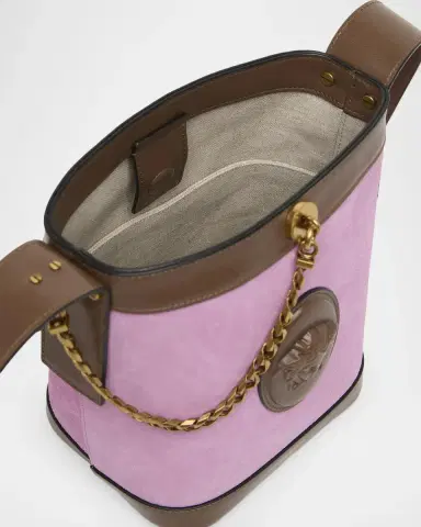 Versace Pivot Mini Suede Bucket Bag | Thumbnail 4 Versace Pivot Mini Suede Bucket Bag | Thumbnail 4