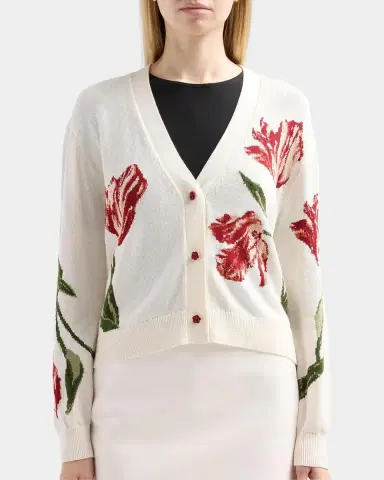 Alice + Olivia Bradley Floral Intarsia-Knit Short Cardigan | Thumbnail 5 Alice + Olivia Bradley Floral Intarsia-Knit Short Cardigan | Thumbnail 5