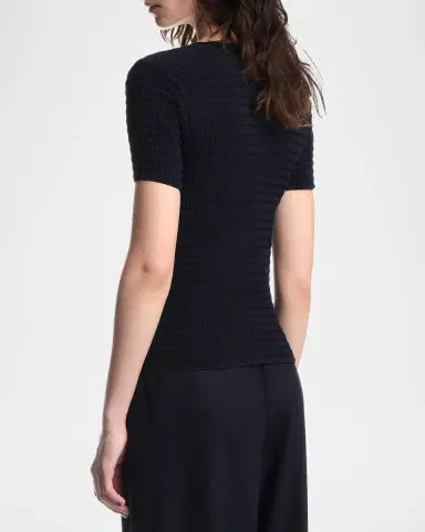 Emporio Armani Slim-Fit Textured Jacquard Jersey Top | Thumbnail 3 Emporio Armani Slim-Fit Textured Jacquard Jersey Top | Thumbnail 3