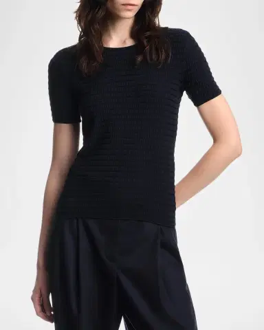 Emporio Armani Slim-Fit Textured Jacquard Jersey Top | Thumbnail 4 Emporio Armani Slim-Fit Textured Jacquard Jersey Top | Thumbnail 4