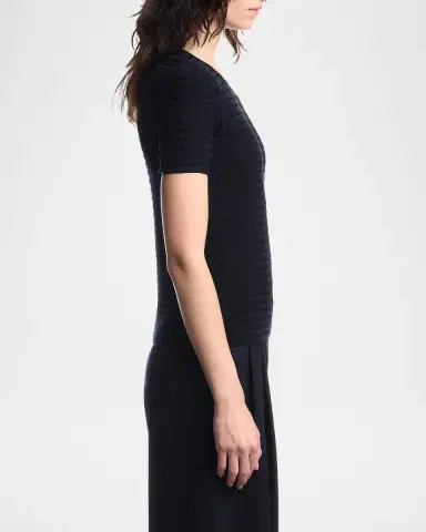 Emporio Armani Slim-Fit Textured Jacquard Jersey Top | Thumbnail 6 Emporio Armani Slim-Fit Textured Jacquard Jersey Top | Thumbnail 6