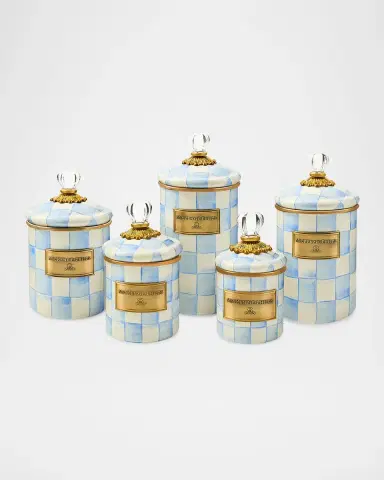 MacKenzie-Childs Sky Check Hand-Painted Enamel Storage Container | Thumbnail 2 MacKenzie-Childs Sky Check Hand-Painted Enamel Storage Container | Thumbnail 2