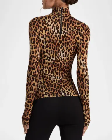 Alice + Olivia Delaina Leopard-Print Turtleneck Top | Thumbnail 3 Alice + Olivia Delaina Leopard-Print Turtleneck Top | Thumbnail 3