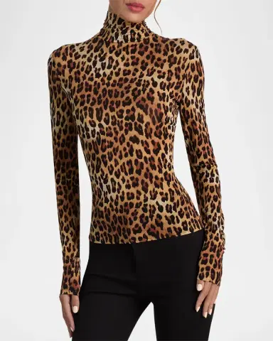 Alice + Olivia Delaina Leopard-Print Turtleneck Top | Thumbnail 4 Alice + Olivia Delaina Leopard-Print Turtleneck Top | Thumbnail 4