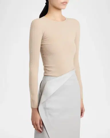 Jil Sander Fine Silk-Wool Knit Crewneck Sweater | Thumbnail 4 Jil Sander Fine Silk-Wool Knit Crewneck Sweater | Thumbnail 4