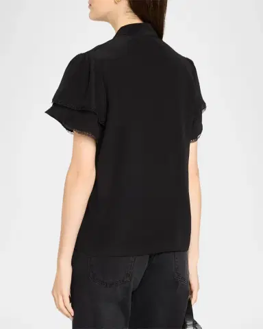 Frame Arcadia Silk Short-Sleeve Top | Thumbnail 3 Frame Arcadia Silk Short-Sleeve Top | Thumbnail 3