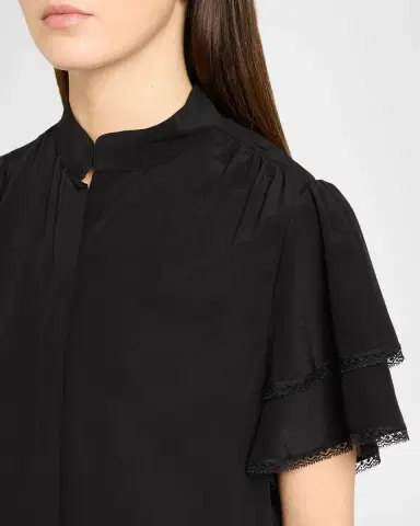 Frame Arcadia Silk Short-Sleeve Top | Thumbnail 5 Frame Arcadia Silk Short-Sleeve Top | Thumbnail 5