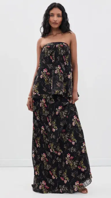Cinq à Sept Love Letter Floral Rosaline Gown Black multi | Thumbnail 2 Cinq à Sept Love Letter Floral Rosaline Gown Black multi | Thumbnail 2
