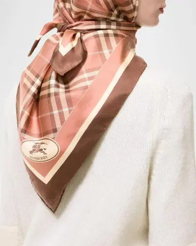 Burberry Check Knight Stamp Silk Scarf | Thumbnail 4 Burberry Check Knight Stamp Silk Scarf | Thumbnail 4