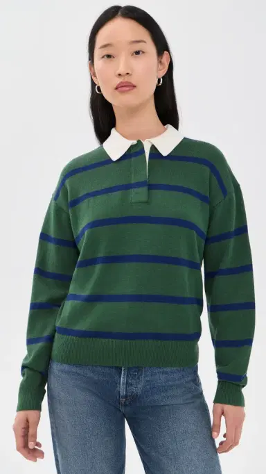 Alex Mill Bond St. Stripe Polo Sweater | Thumbnail 2 Alex Mill Bond St. Stripe Polo Sweater | Thumbnail 2