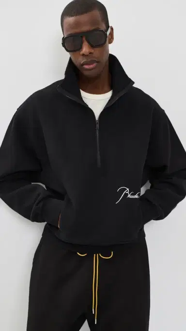 Rhude Classique Half Zip Black / White | Thumbnail 2 Rhude Classique Half Zip Black / White | Thumbnail 2