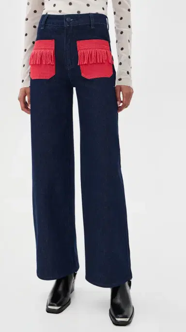 The Tiny Big Sister Bicolor Denim Jeans Denim w/ Red | Thumbnail 2 The Tiny Big Sister Bicolor Denim Jeans Denim w/ Red | Thumbnail 2