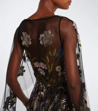 Elie Saab Floral sequined caped gown | Thumbnail 6 Elie Saab Floral sequined caped gown | Thumbnail 6