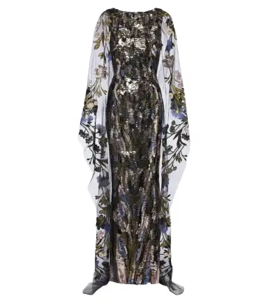 Elie Saab Floral sequined caped gown | Thumbnail 1 Elie Saab Floral sequined caped gown | Thumbnail 1