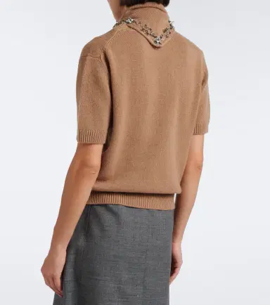 Prada Embellished tie-neck cashmere sweater | Thumbnail 6 Prada Embellished tie-neck cashmere sweater | Thumbnail 6