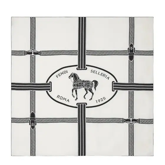 Square foulard with the Selleria motif, a graphic Square foulard with the Selleria motif, a graphic