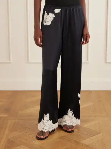 DÔEN Lavon Lace-trimmed Silk-satin Wide-leg Pants | Thumbnail 3 DÔEN Lavon Lace-trimmed Silk-satin Wide-leg Pants | Thumbnail 3