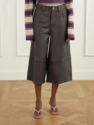 Staud Hunter Cropped Leather Wide-leg Pants | Thumbnail 3 Staud Hunter Cropped Leather Wide-leg Pants | Thumbnail 3