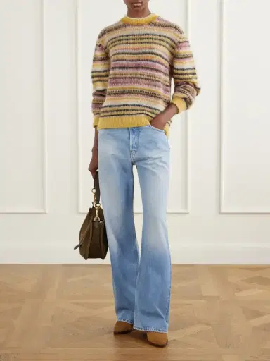 Marant Étoile Morine Striped Brushed Mohair And Wool-blend Sweater | Thumbnail 2 Marant Étoile Morine Striped Brushed Mohair And Wool-blend Sweater | Thumbnail 2