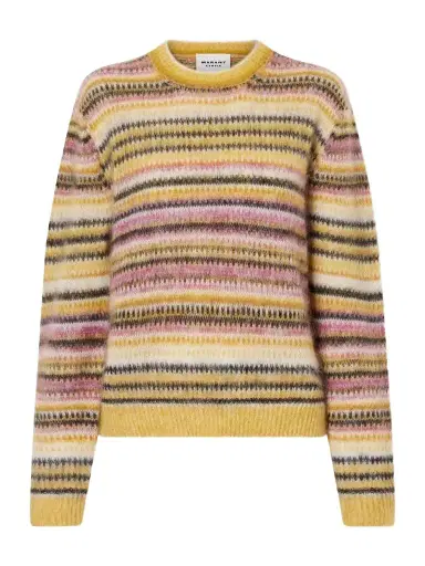 Marant Étoile Morine Striped Brushed Mohair And Wool-blend Sweater | Thumbnail 1 Marant Étoile Morine Striped Brushed Mohair And Wool-blend Sweater | Thumbnail 1