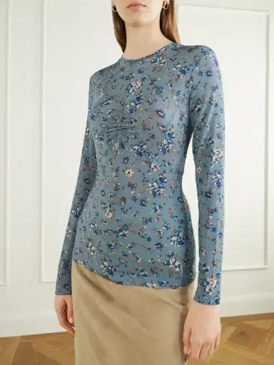 Ulla Johnson Gathered Floral-print Stretch-jersey Blouse | Thumbnail 3 Ulla Johnson Gathered Floral-print Stretch-jersey Blouse | Thumbnail 3