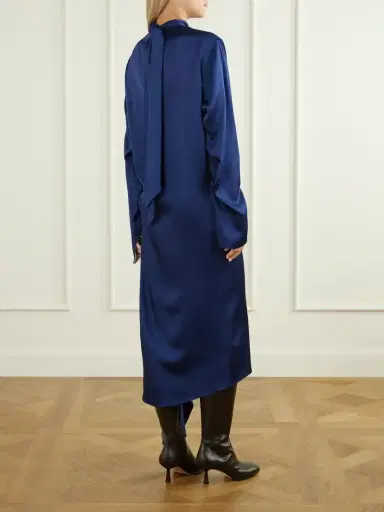 Stella McCartney Asymmetric Draped Satin Midi Dress | Thumbnail 3 Stella McCartney Asymmetric Draped Satin Midi Dress | Thumbnail 3