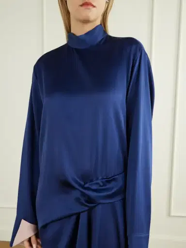 Stella McCartney Asymmetric Draped Satin Midi Dress | Thumbnail 4 Stella McCartney Asymmetric Draped Satin Midi Dress | Thumbnail 4
