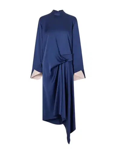 Stella McCartney Asymmetric Draped Satin Midi Dress | Thumbnail 1 Stella McCartney Asymmetric Draped Satin Midi Dress | Thumbnail 1
