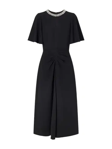 Rebecca Vallance Noemie Crystal-embellished Draped Crepe Midi Dress | Thumbnail 1 Rebecca Vallance Noemie Crystal-embellished Draped Crepe Midi Dress | Thumbnail 1