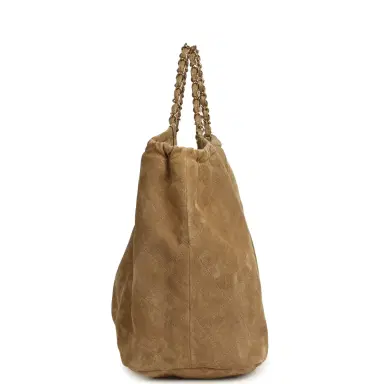 Chanel Chanel Maxi CC Cabas Hobo Bag Dark Beige Suede Gold Hardware | Thumbnail 3 Chanel Chanel Maxi CC Cabas Hobo Bag Dark Beige Suede Gold Hardware | Thumbnail 3