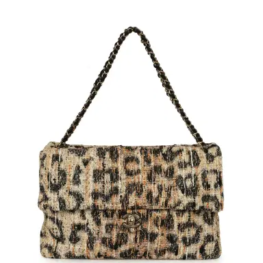 Chanel Chanel Maxi Leopard Print "Souplissimo" Large Flap Bag Brown, Black, White Tweed, Mixed Fibers Gold Hardware | Thumbnail 6 Chanel Chanel Maxi Leopard Print "Souplissimo" Large Flap Bag Brown, Black, White Tweed, Mixed Fibers Gold Hardware | Thumbnail 6