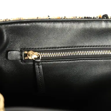 Chanel Chanel Maxi Leopard Print "Souplissimo" Large Flap Bag Brown, Black, White Tweed, Mixed Fibers Gold Hardware | Thumbnail 10 Chanel Chanel Maxi Leopard Print "Souplissimo" Large Flap Bag Brown, Black, White Tweed, Mixed Fibers Gold Hardware | Thumbnail 10