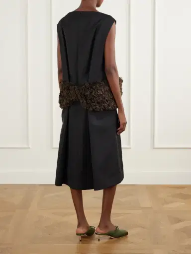 Simone Rocha Plush-trimmed Twill Midi Dress | Thumbnail 3 Simone Rocha Plush-trimmed Twill Midi Dress | Thumbnail 3
