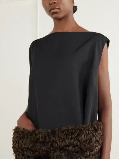 Simone Rocha Plush-trimmed Twill Midi Dress | Thumbnail 4 Simone Rocha Plush-trimmed Twill Midi Dress | Thumbnail 4